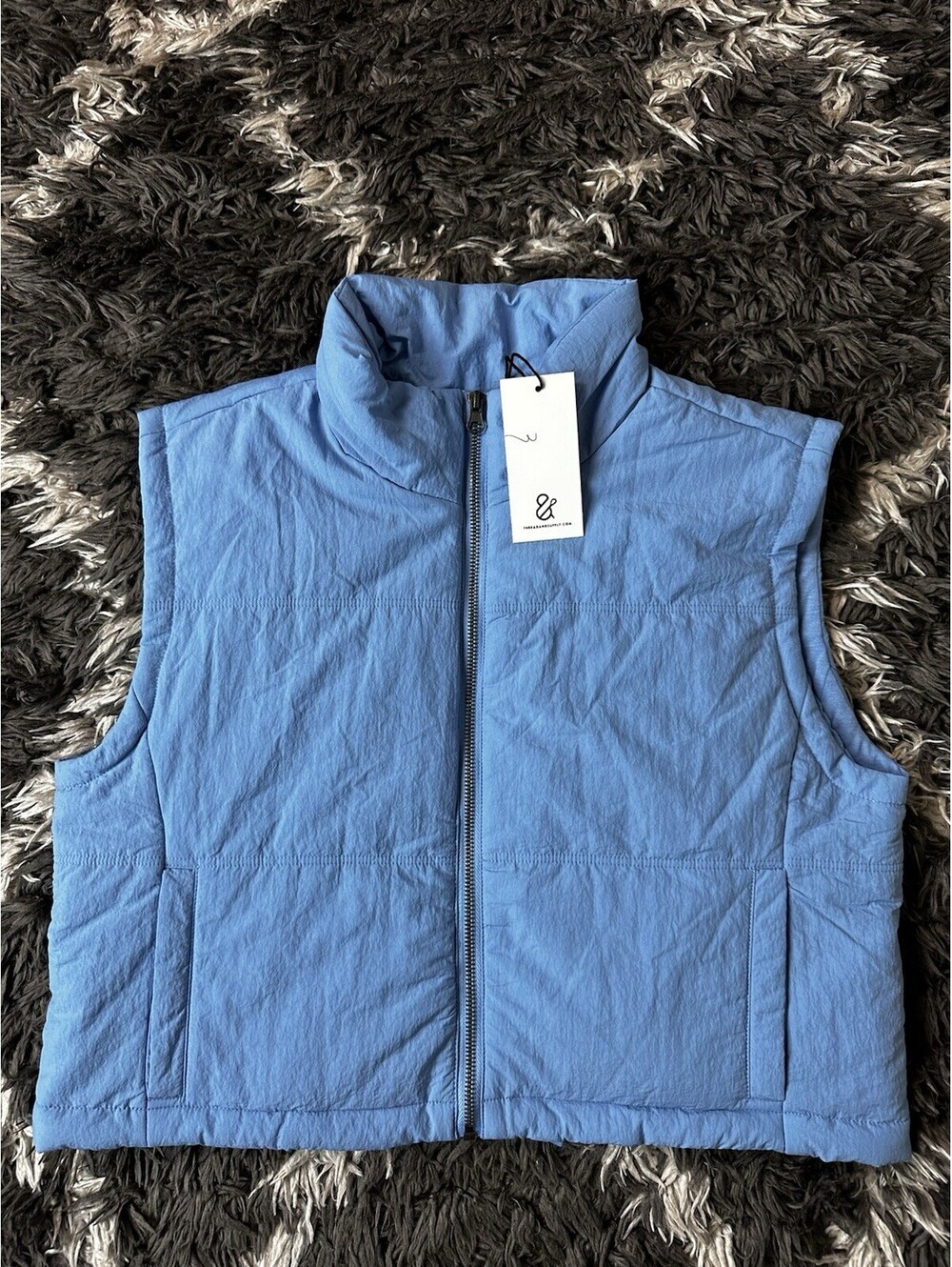 NWT Thread & Supply Light Blue Full Zip Puffer Vest Women Medium